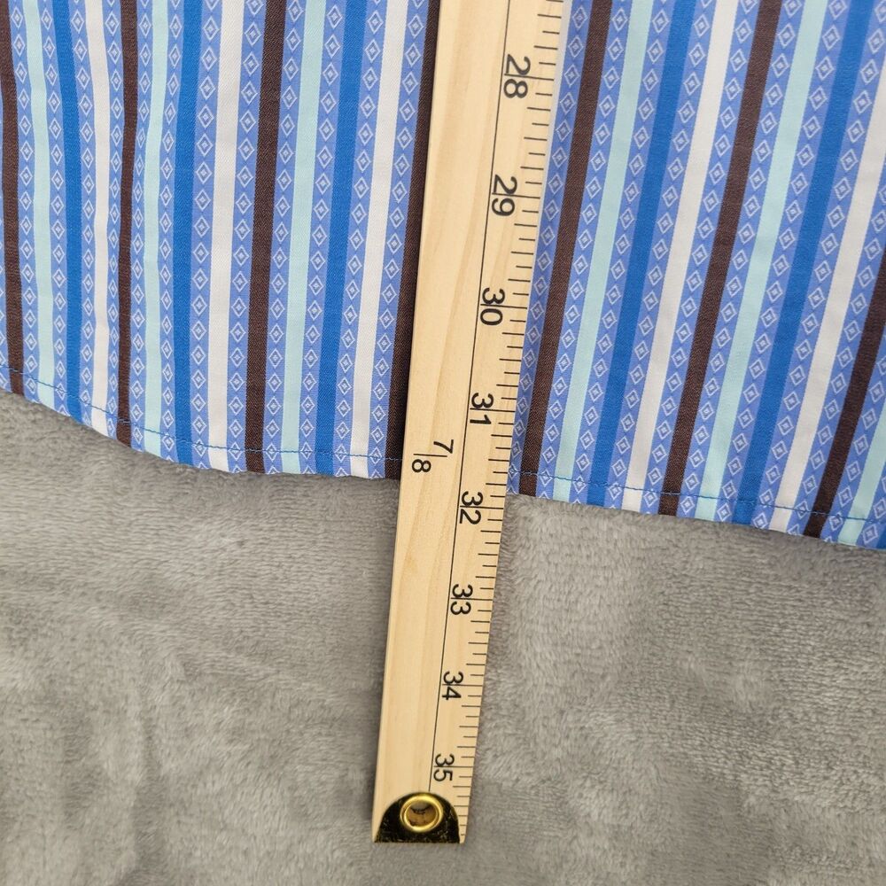 Robert Graham Men's Dress Shirt Size Large Blue Stripes Paris Hotel Flip Cuff - Picture 11 of 13